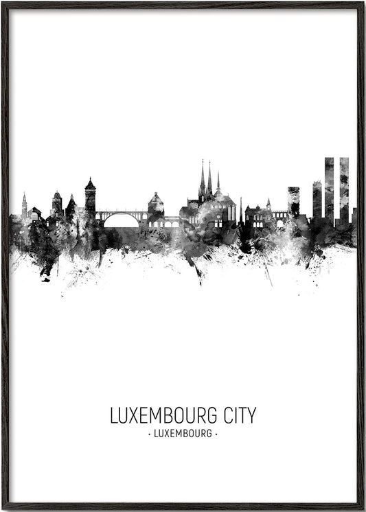 Luxembourg City Skyline blanco y negro