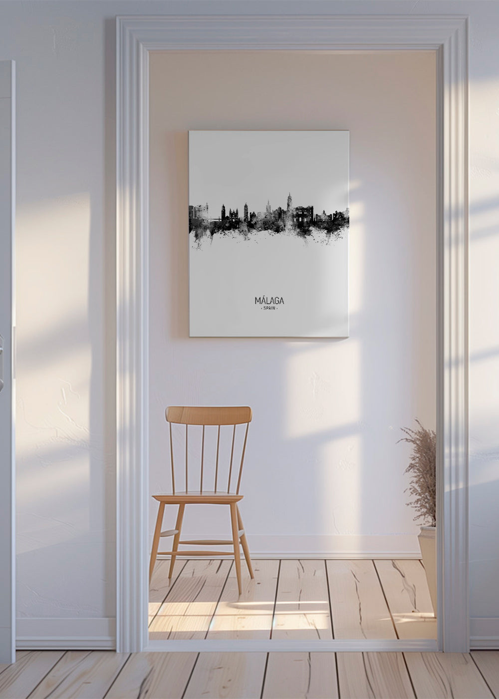 Málaga Skyline blanco y negro