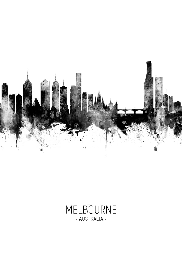 Melbourne Skyline blanco y negro