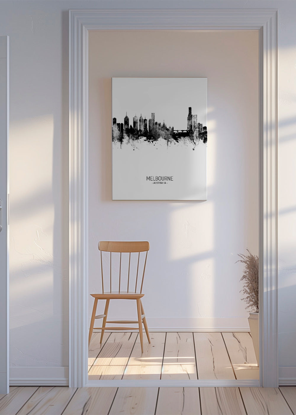 Melbourne Skyline blanco y negro