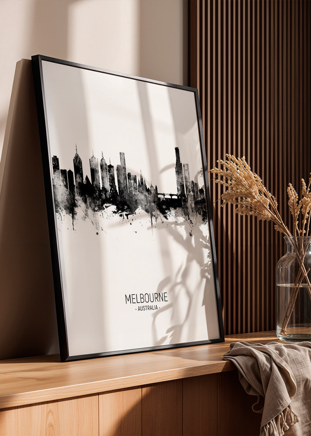 Melbourne Skyline blanco y negro