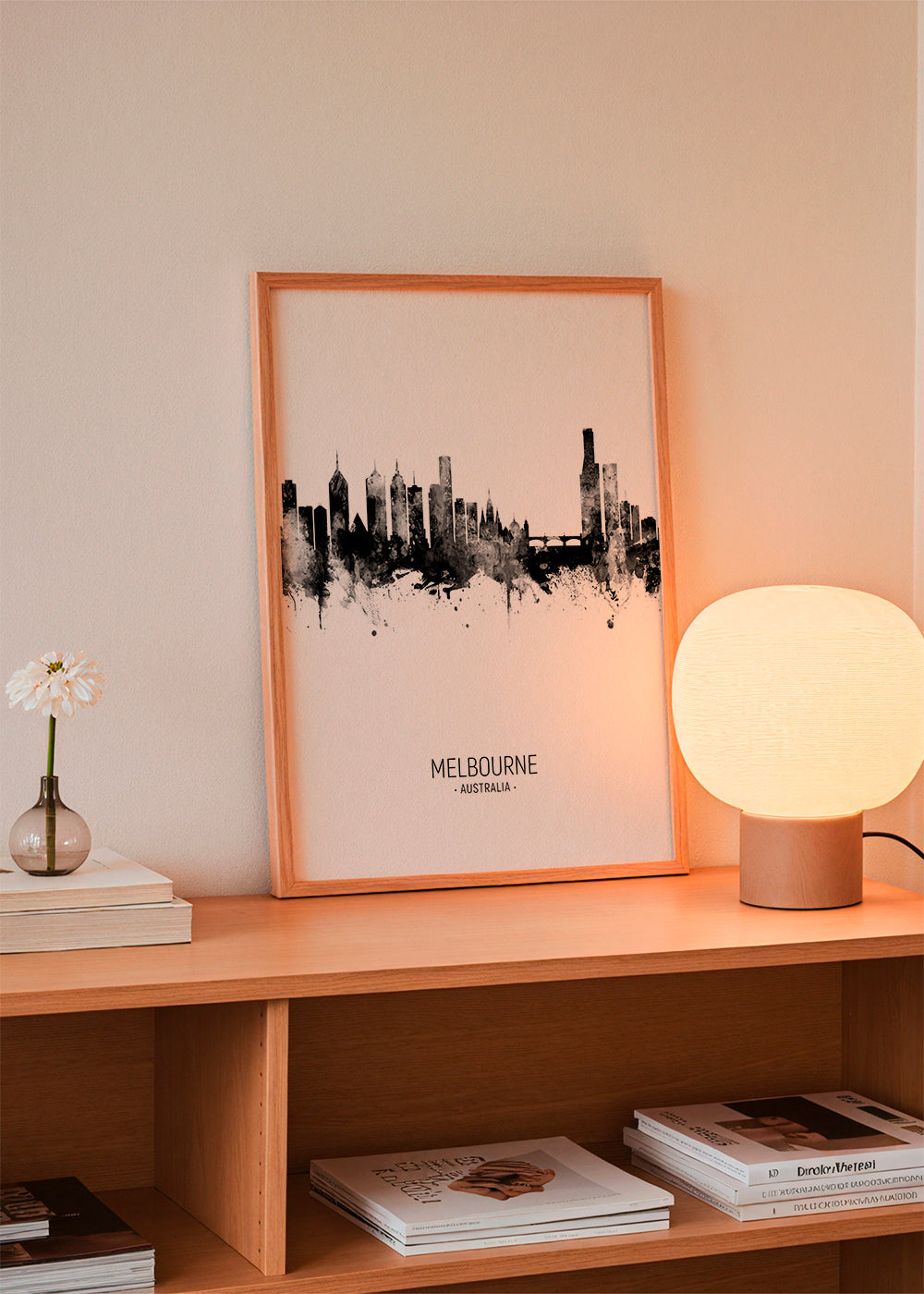 Melbourne Skyline blanco y negro