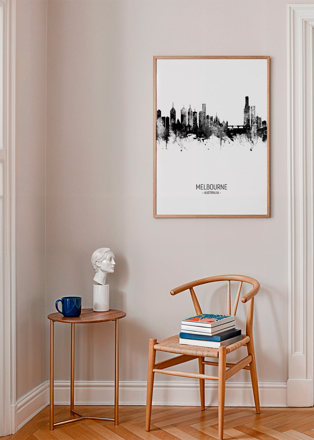 Melbourne Skyline blanco y negro