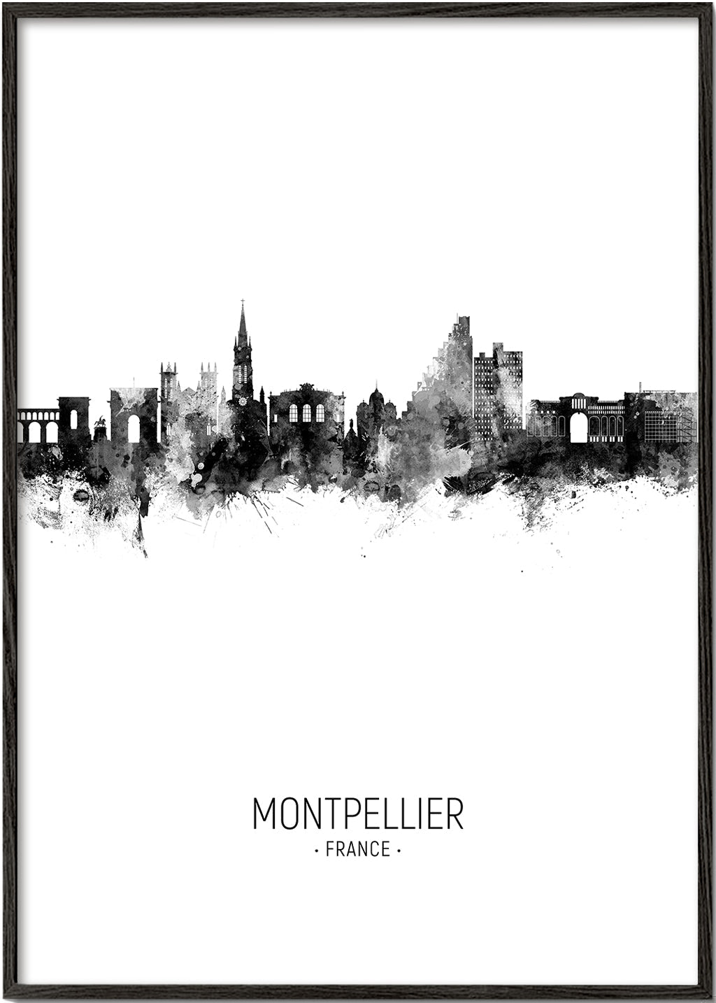 Montpellier Skyline blanco y negro