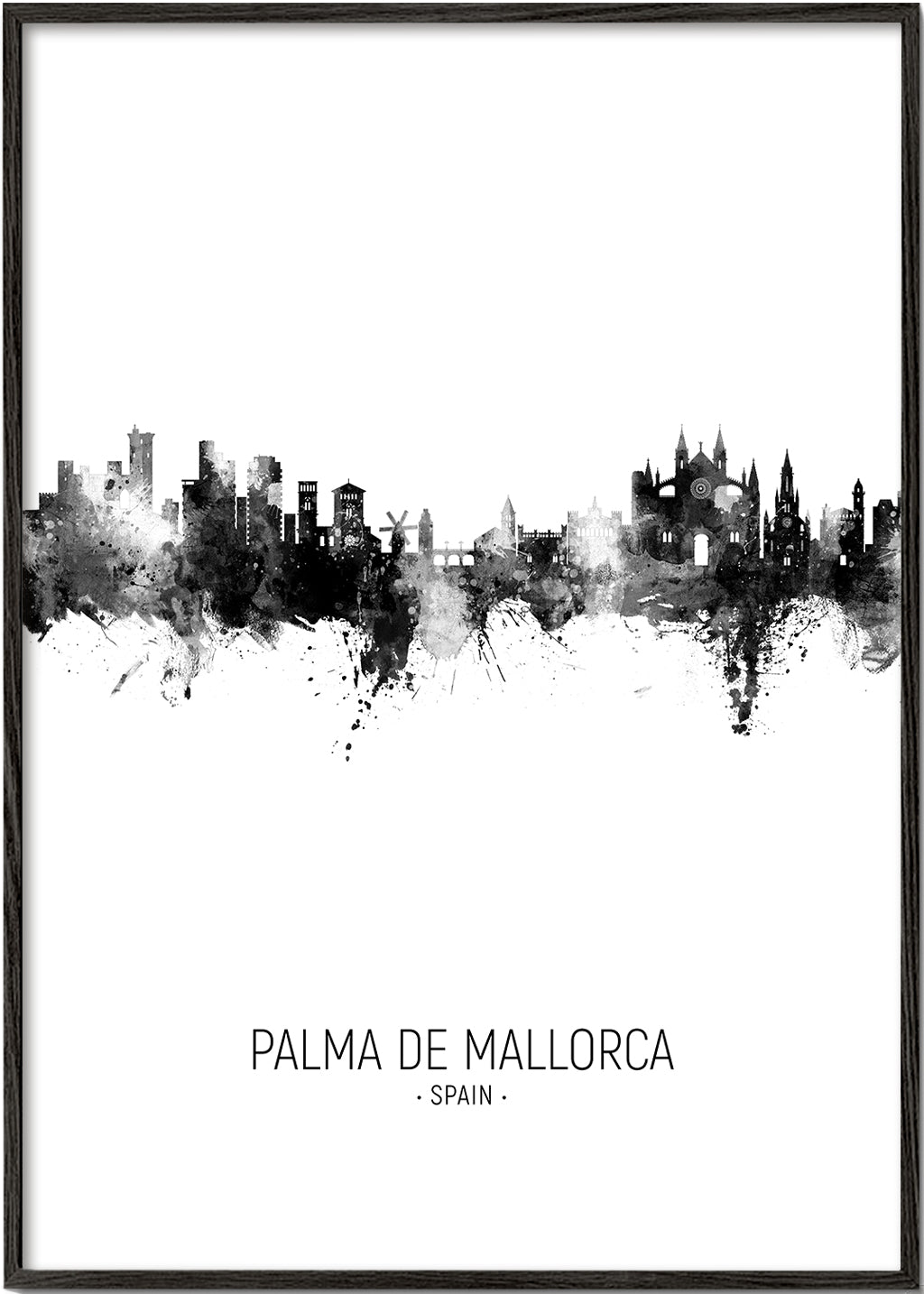 Palma de Mallorca Skyline blanco y negro