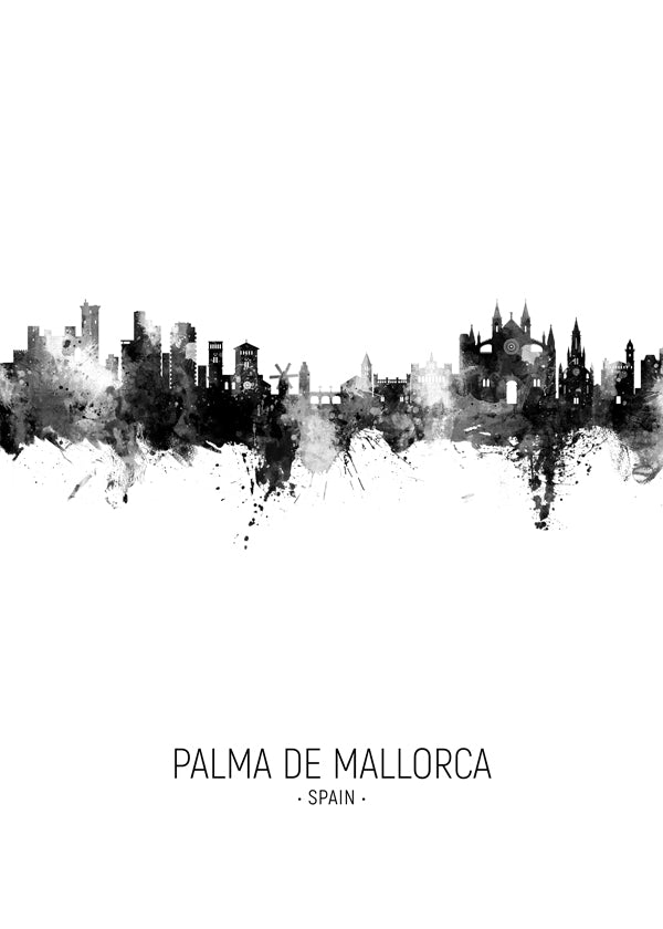 Palma de Mallorca Skyline blanco y negro