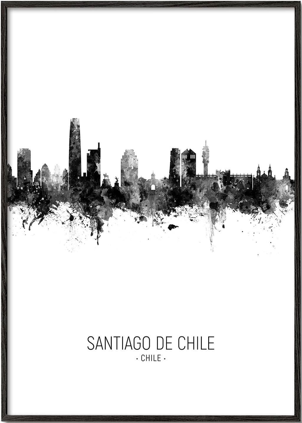 Santiago de Chile Skyline blanco y negro