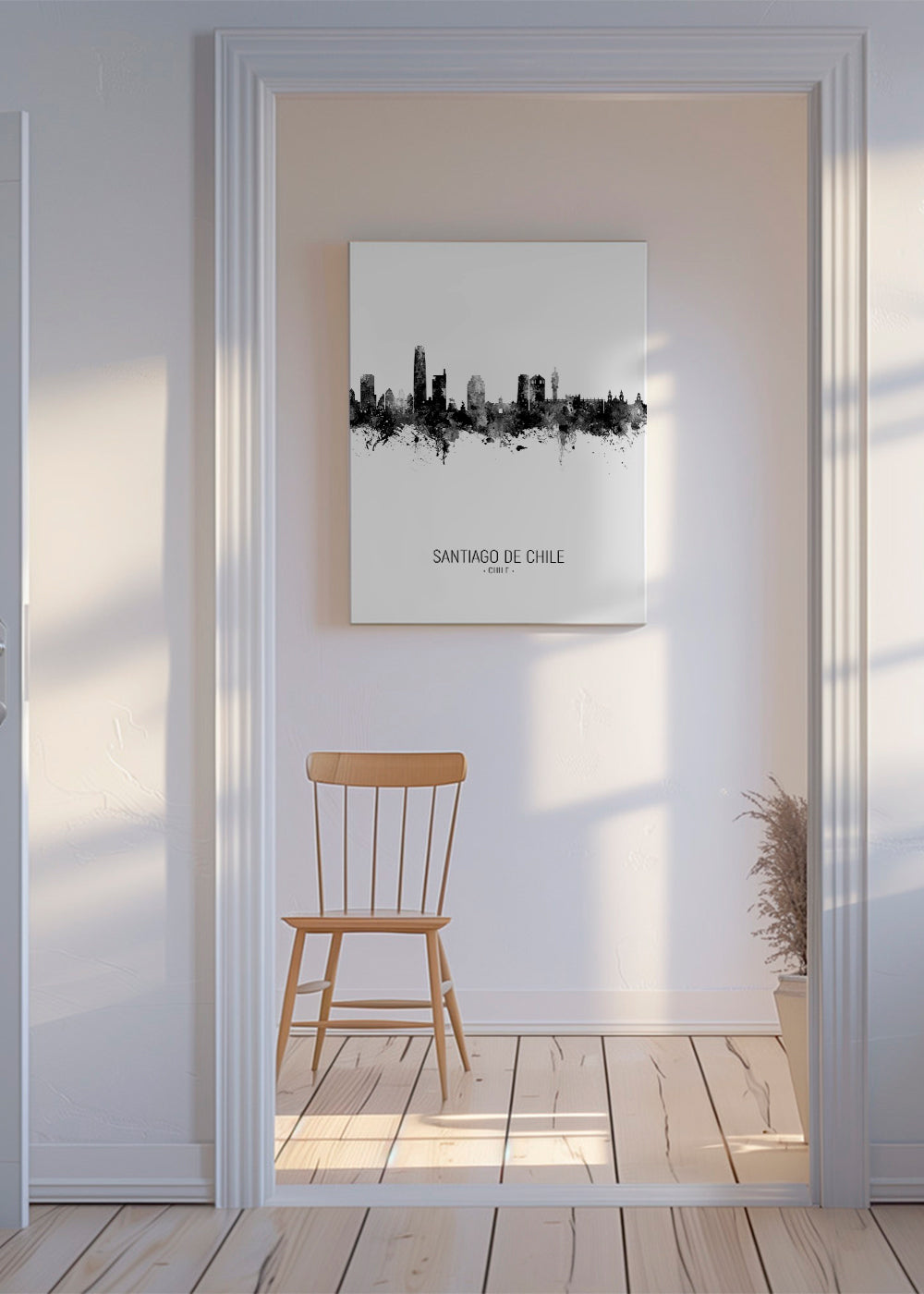 Santiago de Chile Skyline blanco y negro
