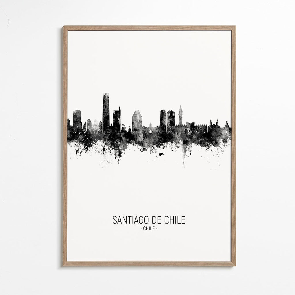 Santiago de Chile Skyline blanco y negro