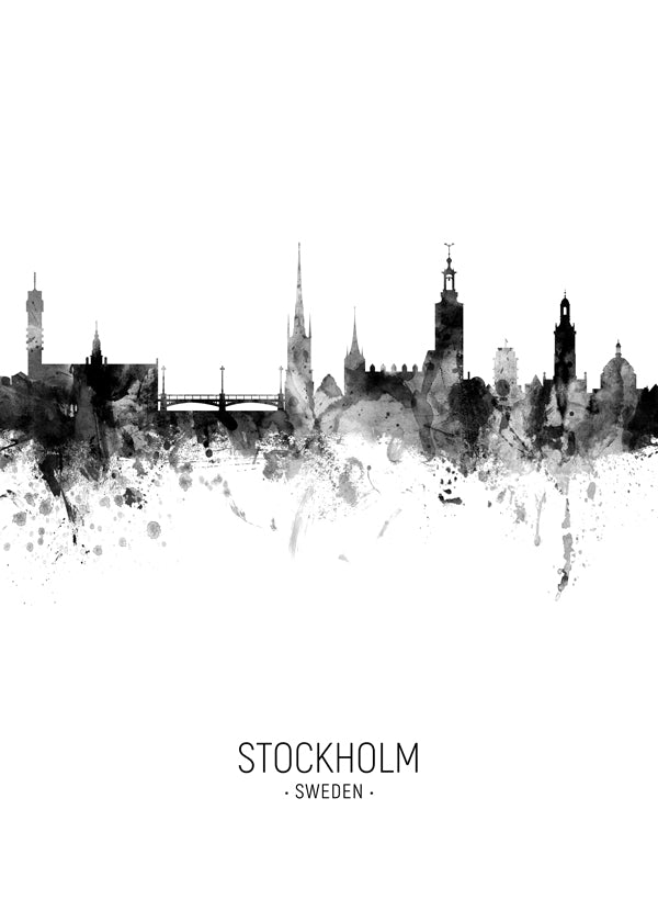 Stockholm Skyline blanco y negro