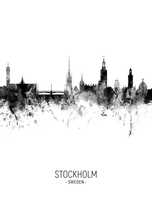 Stockholm Skyline blanco y negro