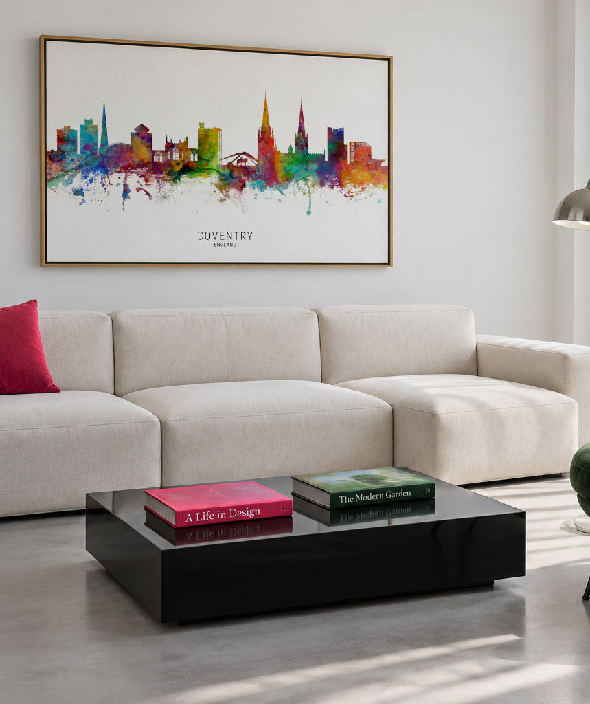 Coventry Skyline multicolor - Framed canvas in an interior