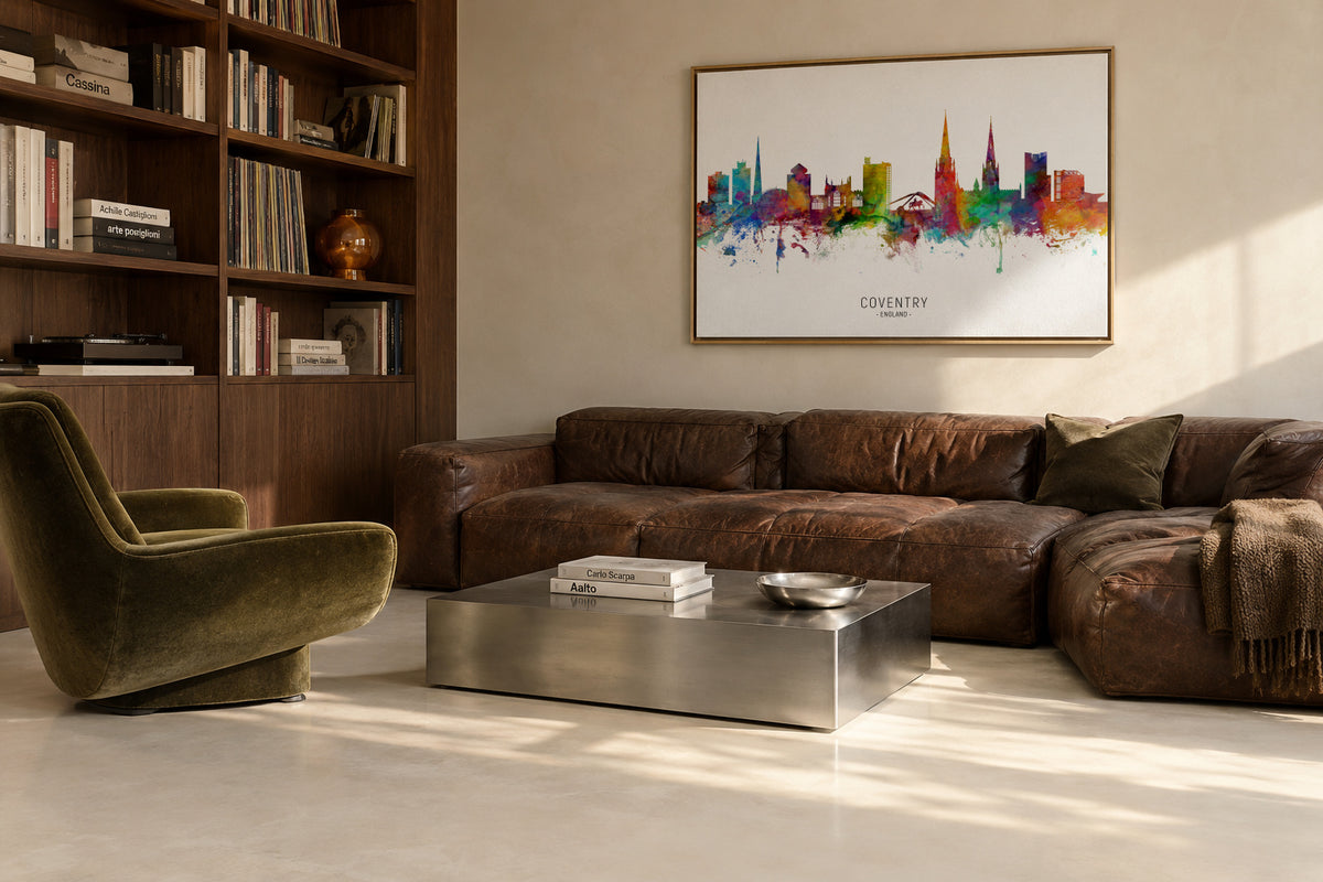 Coventry Skyline multicolor - Framed canvas in an interior