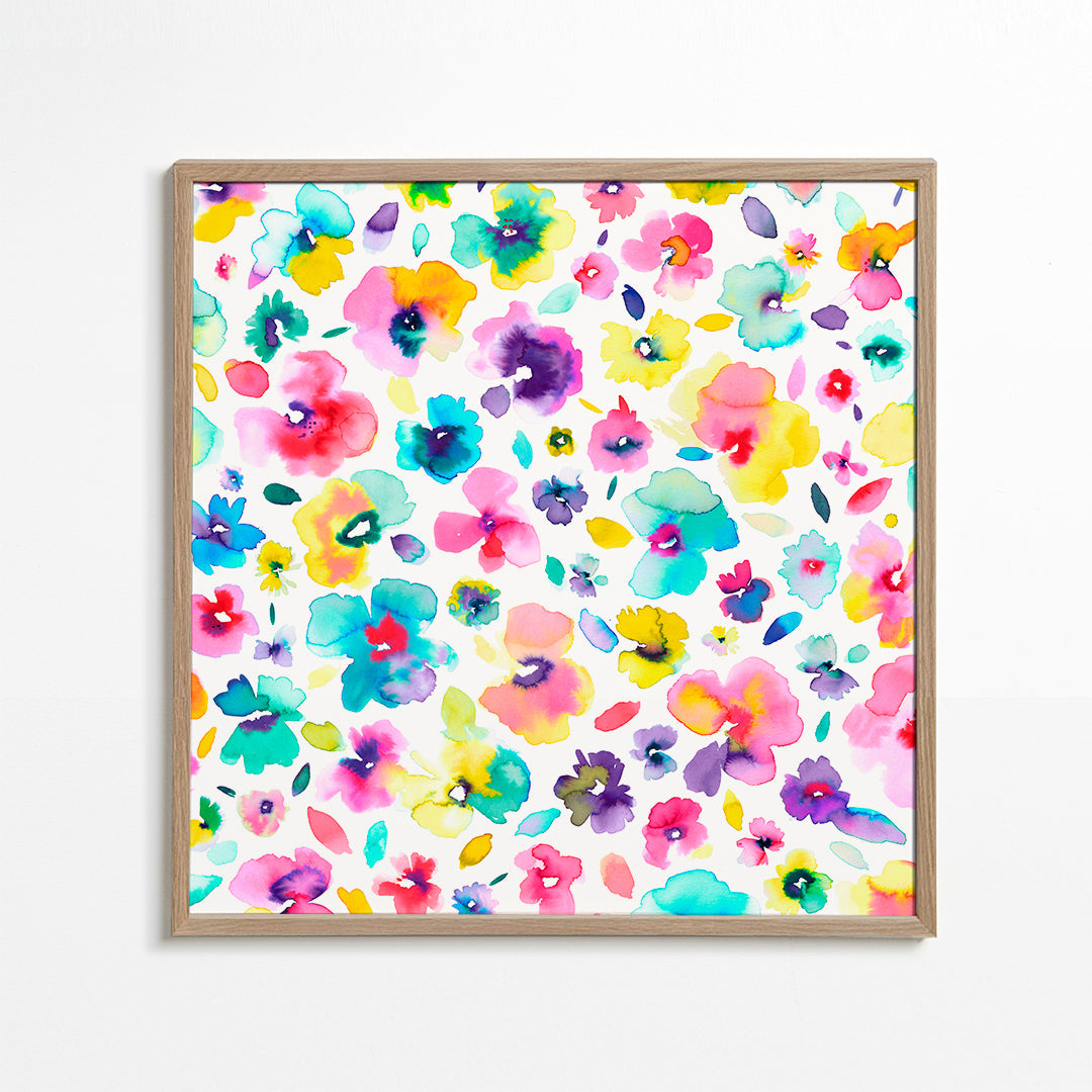 Tropical Flowers Multicolored Cuadrado