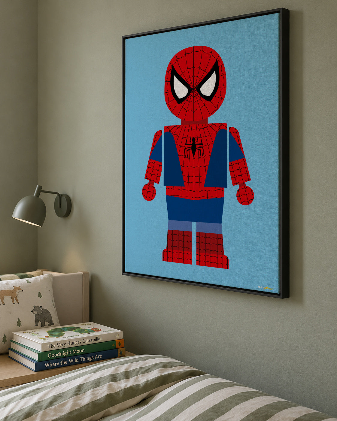 Toy Spiderman - Framed canvas in an interior