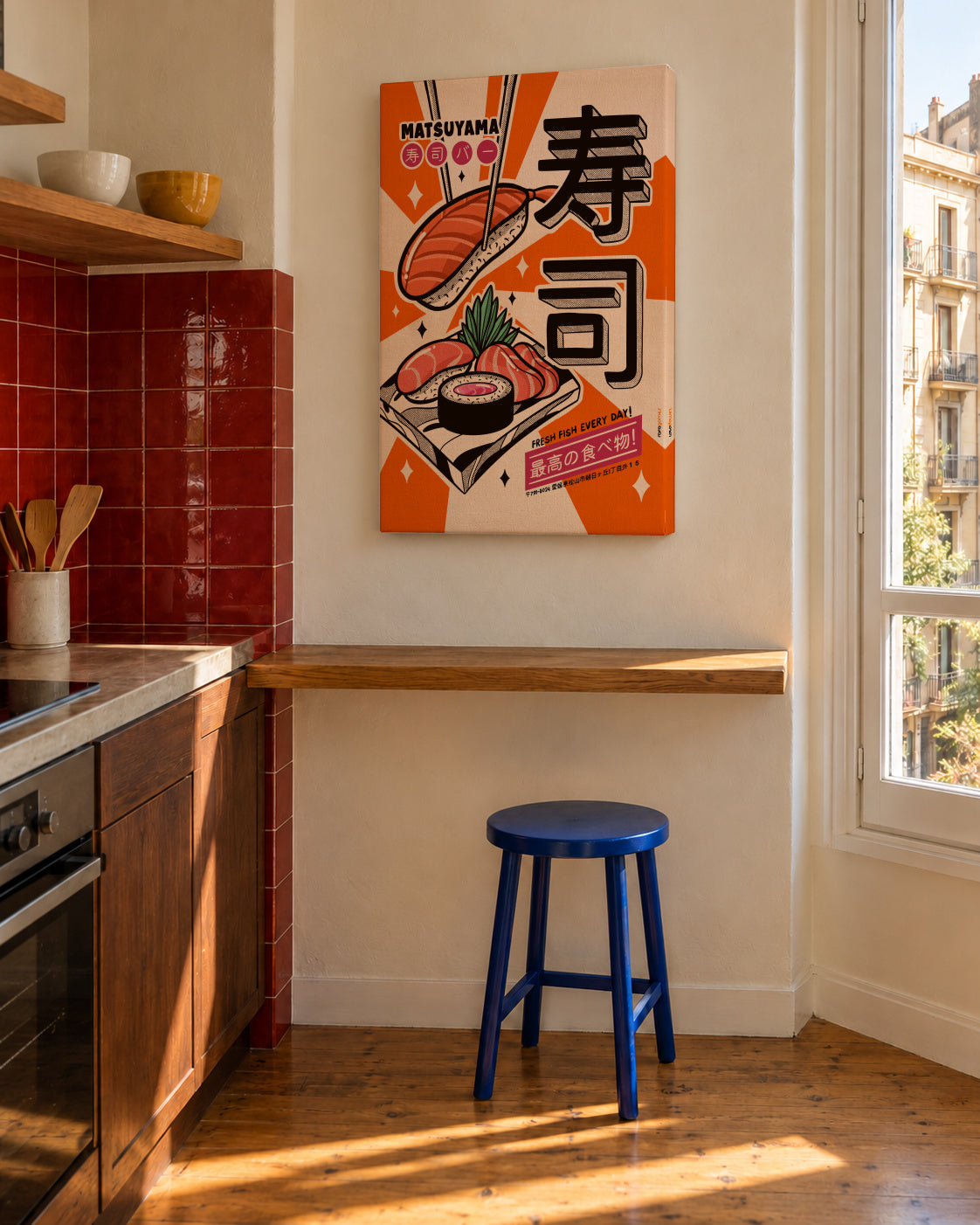 Sushi Every Day - Unframed canvas in an interior
