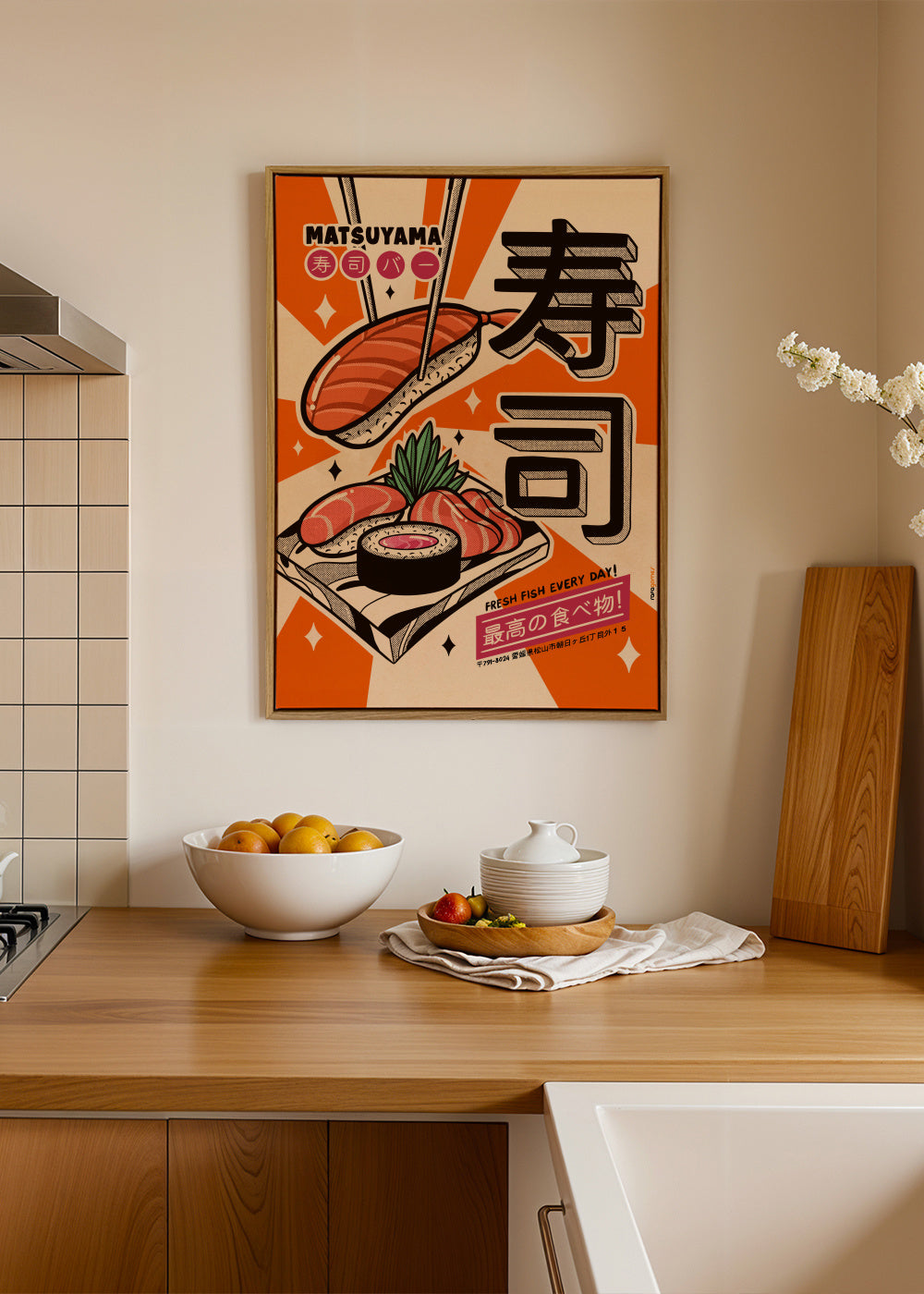 Sushi Every Day - Framed canvas in an interior