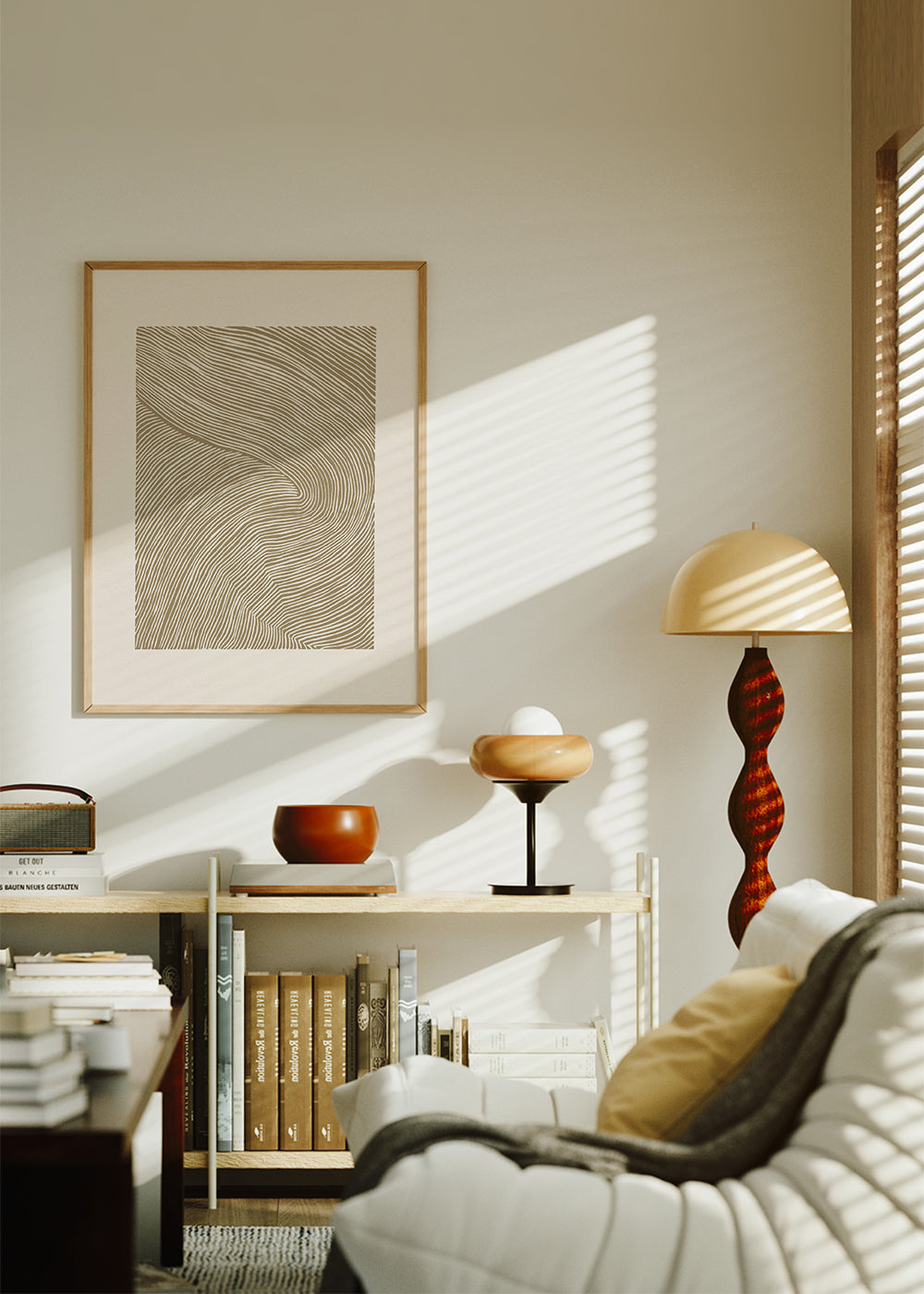 Stripes linocut Nº4 - Ochre