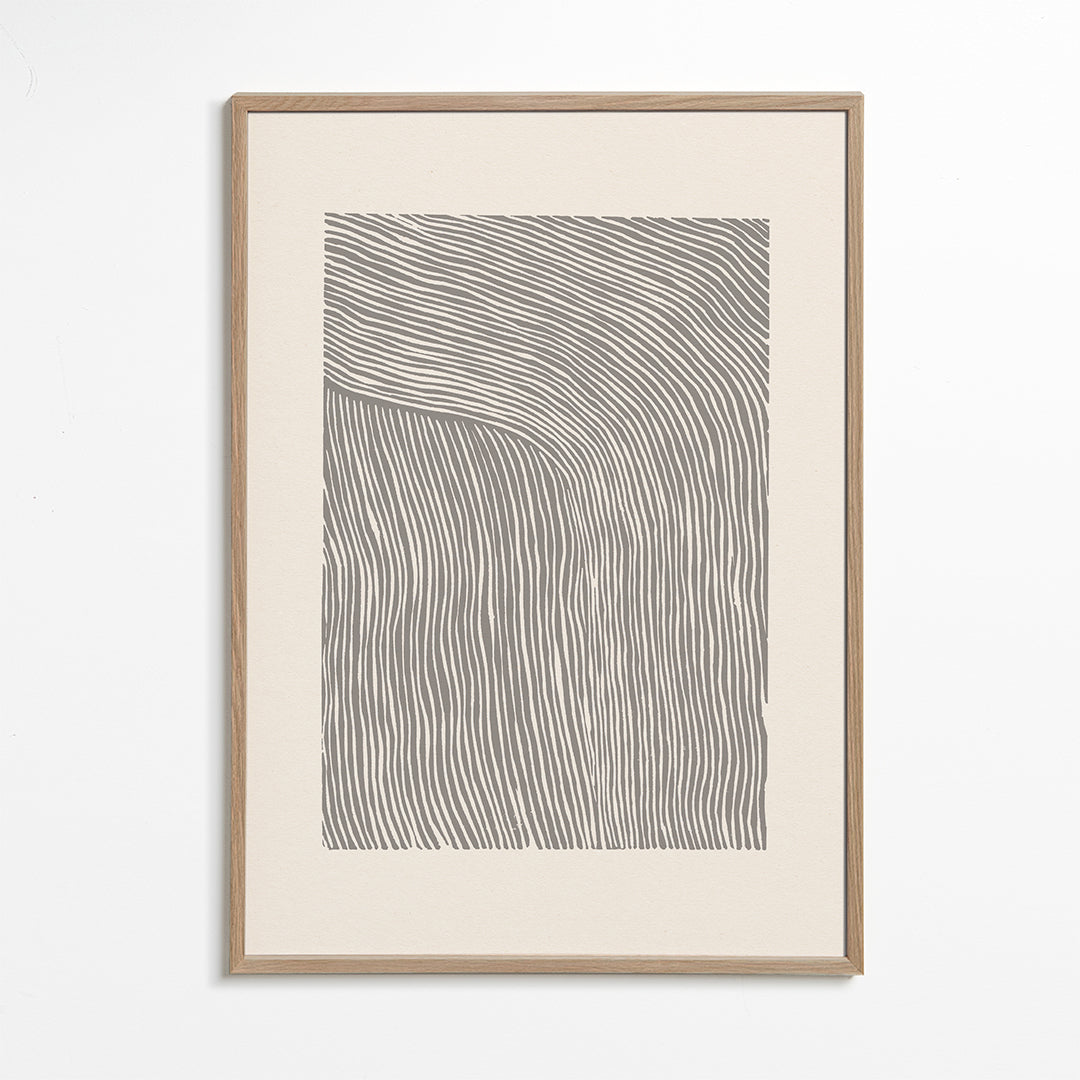 Stripes linocut Nº6 - Gray