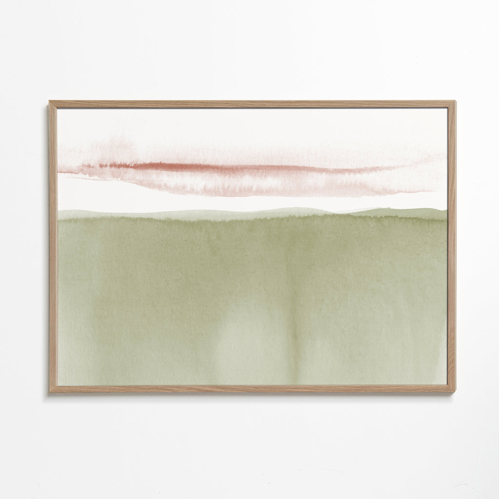 Watercolor landscape N 40 Olive green