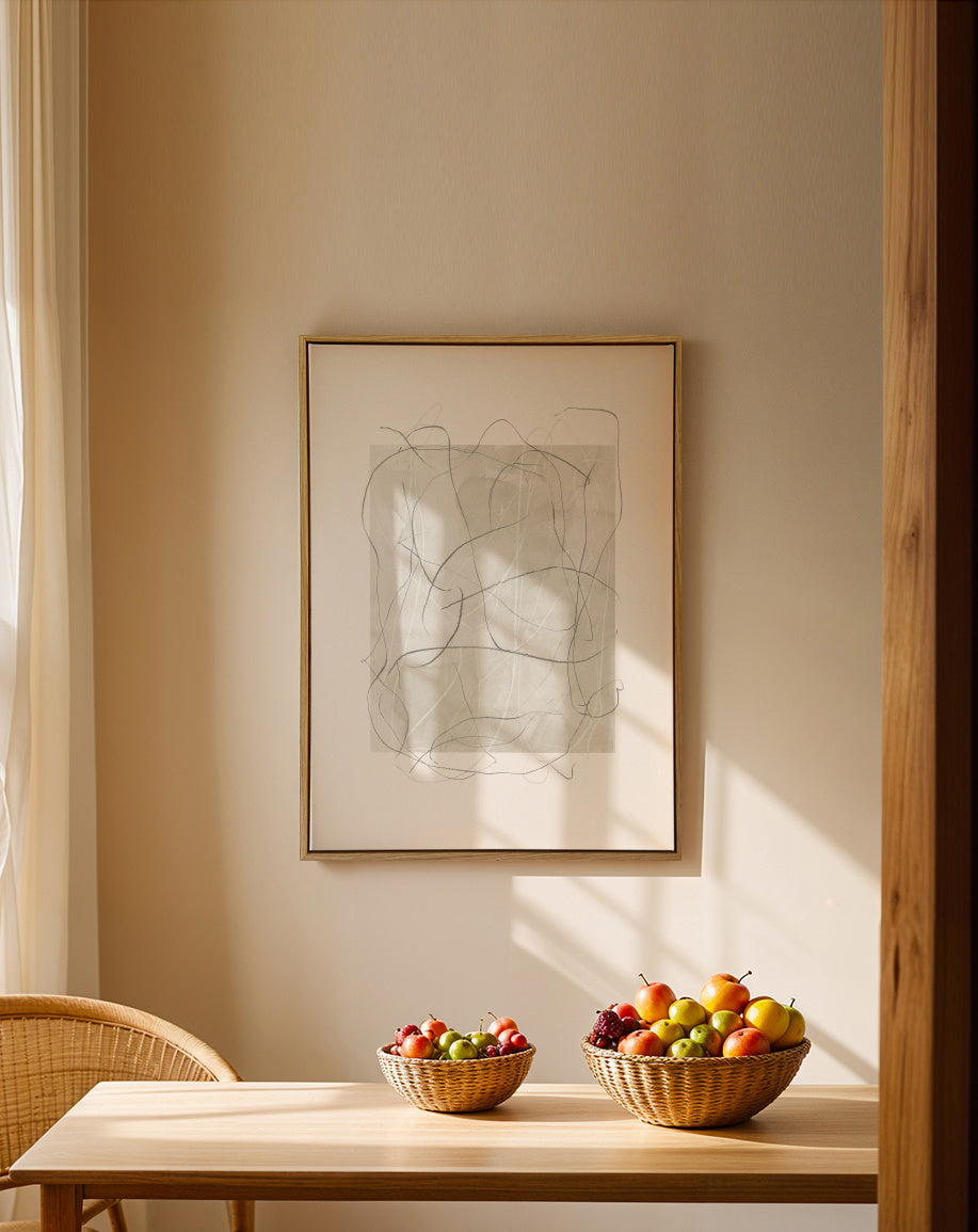 Whimsy Nº6 - Ash Gray - Framed canvas in an interior