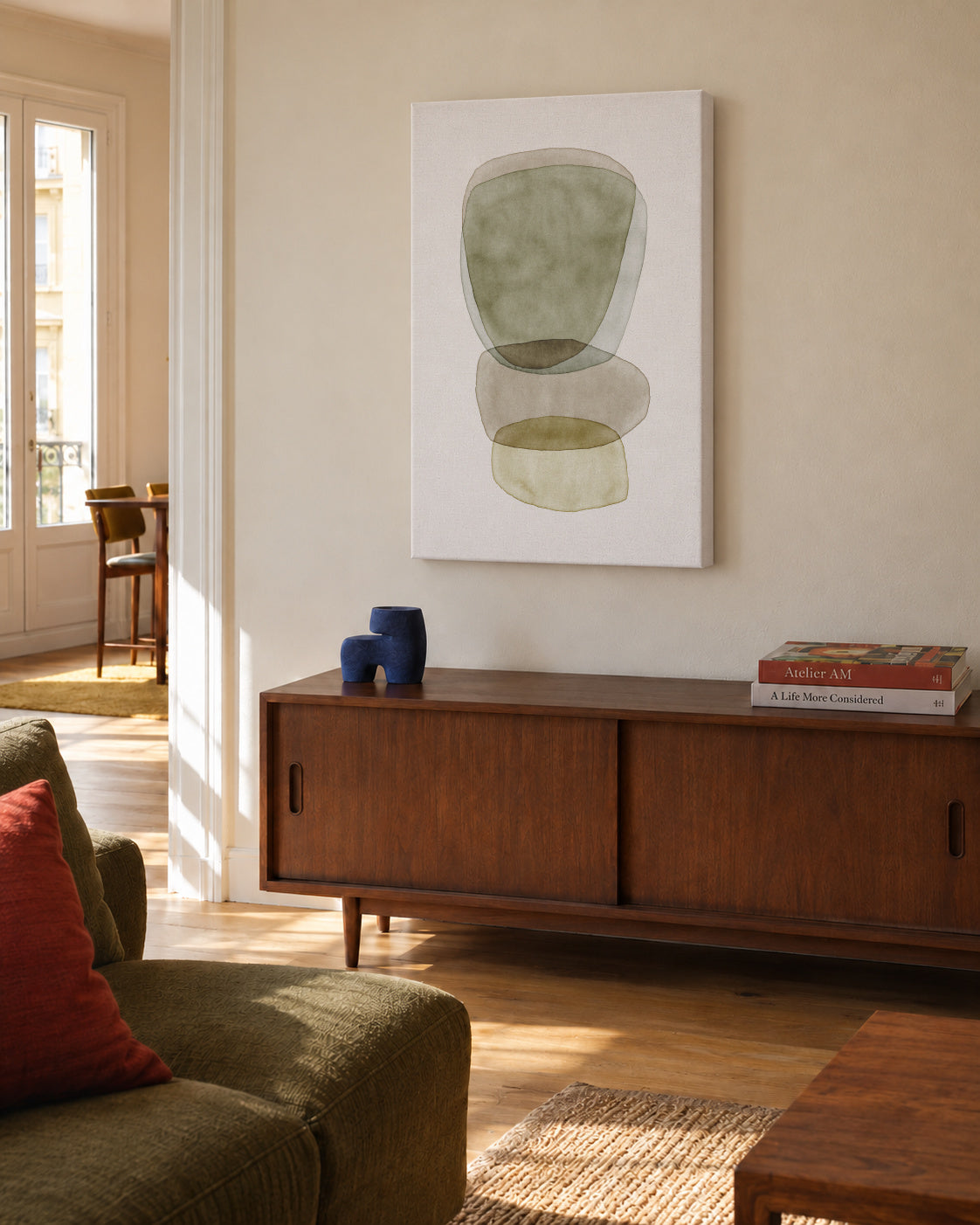 Watercolor abstraction 2 - Unframed canvas in an interior