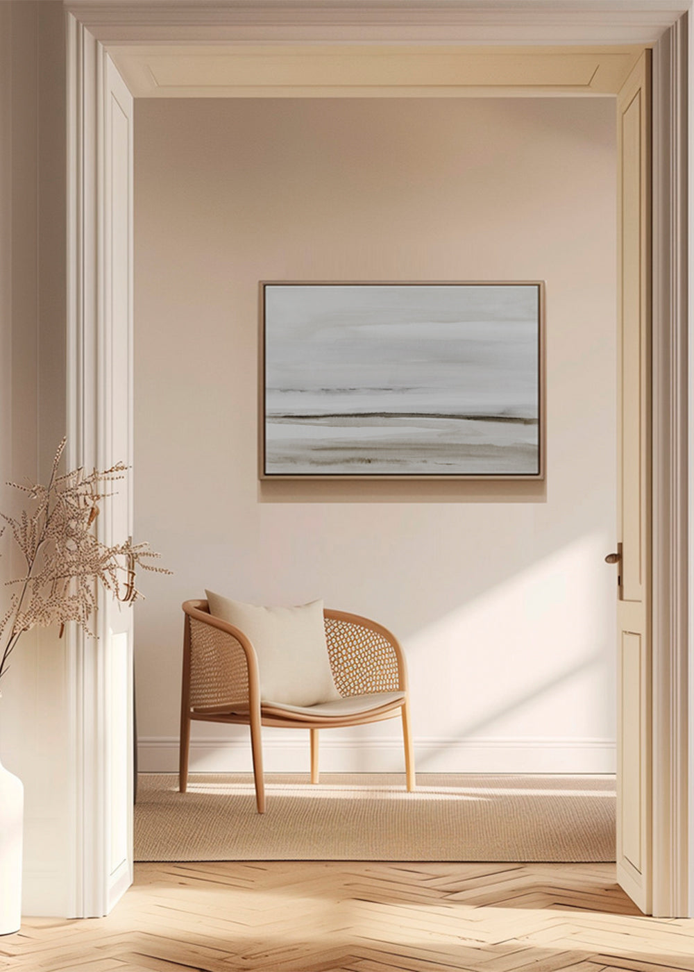 Watercolor shore in neutral colors