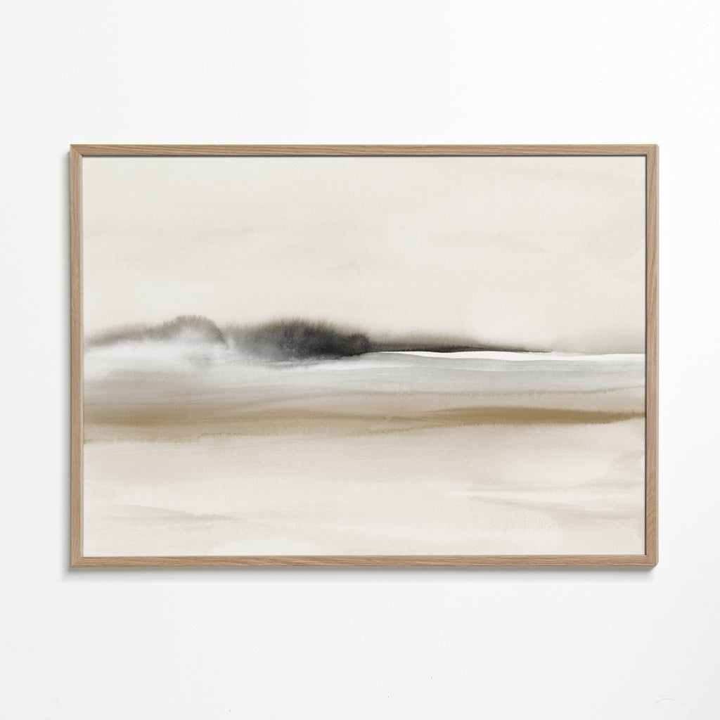 Hazy horizon in sepia and black watercolor