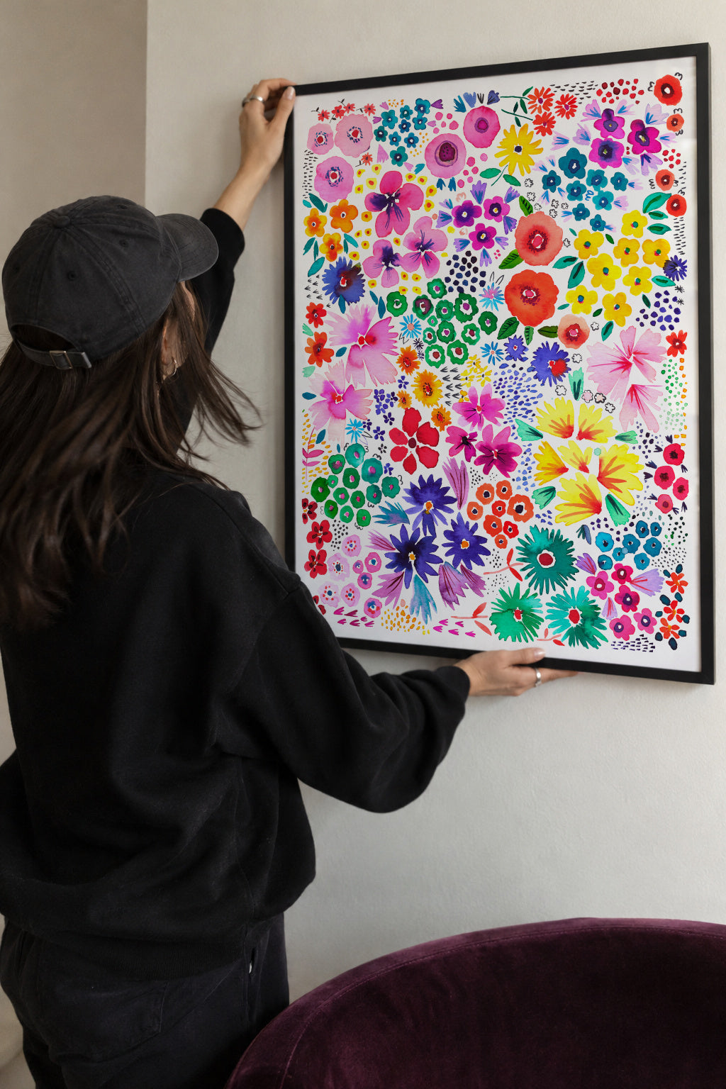 Colorful Little Artful Flowers Multi 2 - Framed poster detail