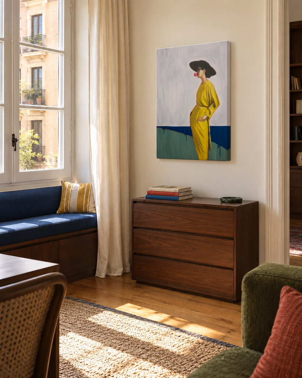 1993 - Unframed canvas in an interior