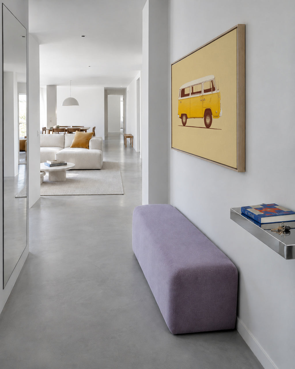Yellow Van - Framed canvas in an interior