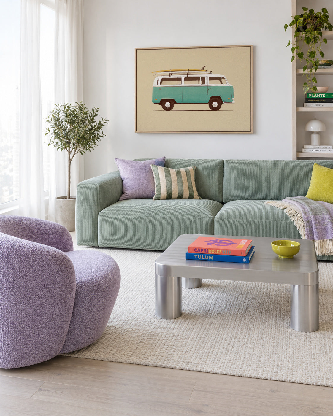 Blue Van - Framed canvas in an interior
