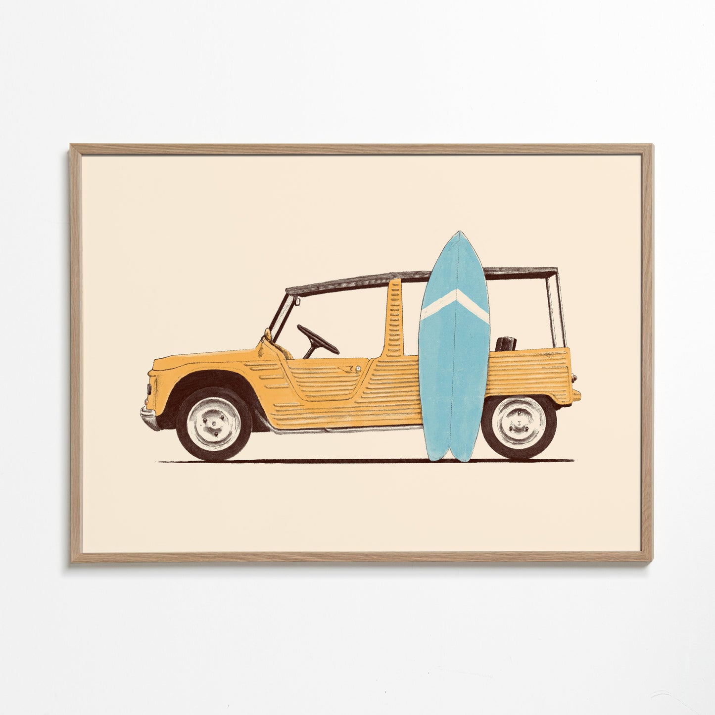 Vintage Car with Surfboard