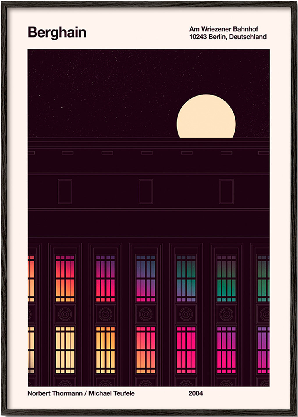 Stadtposter mit beleuchteter Fassade