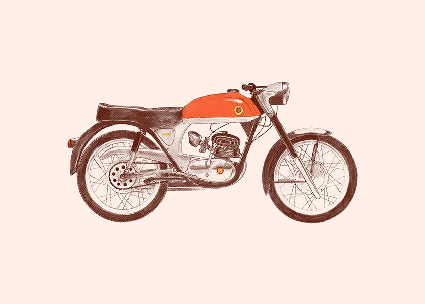 Vintage-Druck rotes Motorrad Illustration