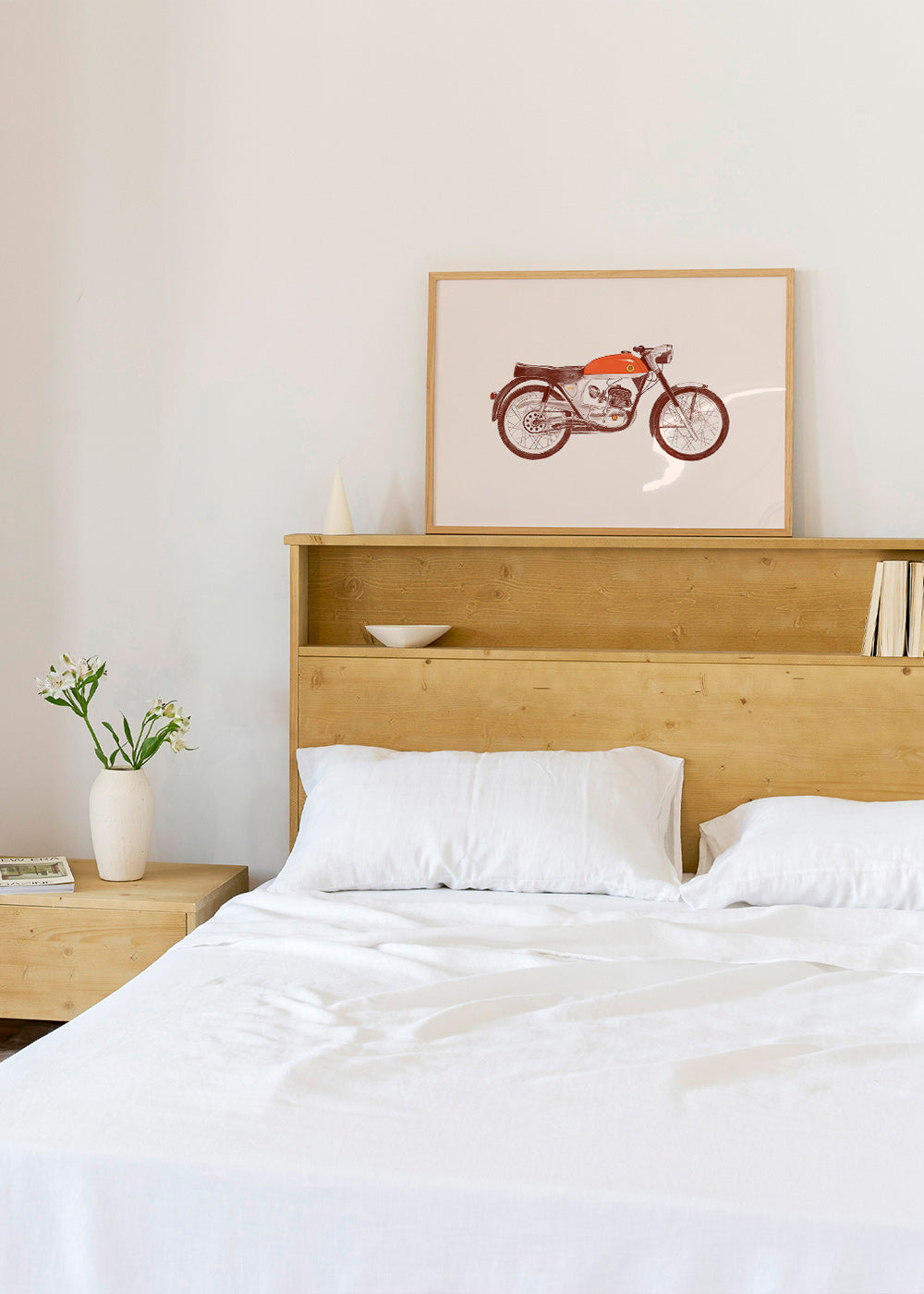 Vintage-Druck rotes Motorrad Illustration