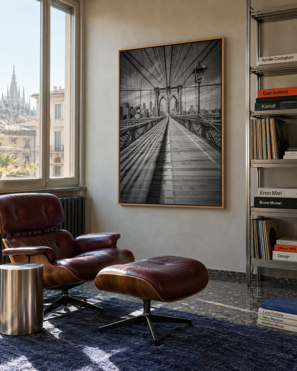 NEW YORK CITY Brooklyn Bridge - Framed canvas in an interior