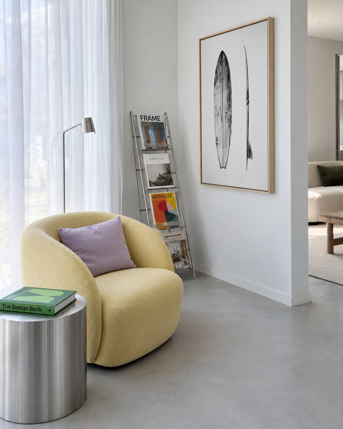Surfboard - Framed canvas in an interior