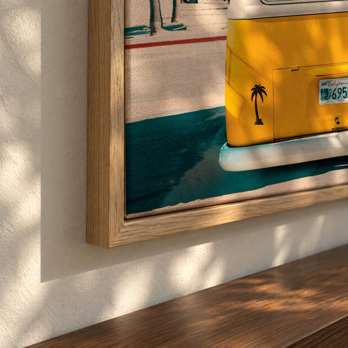 Van Life in Yellow - Framed canvas detail