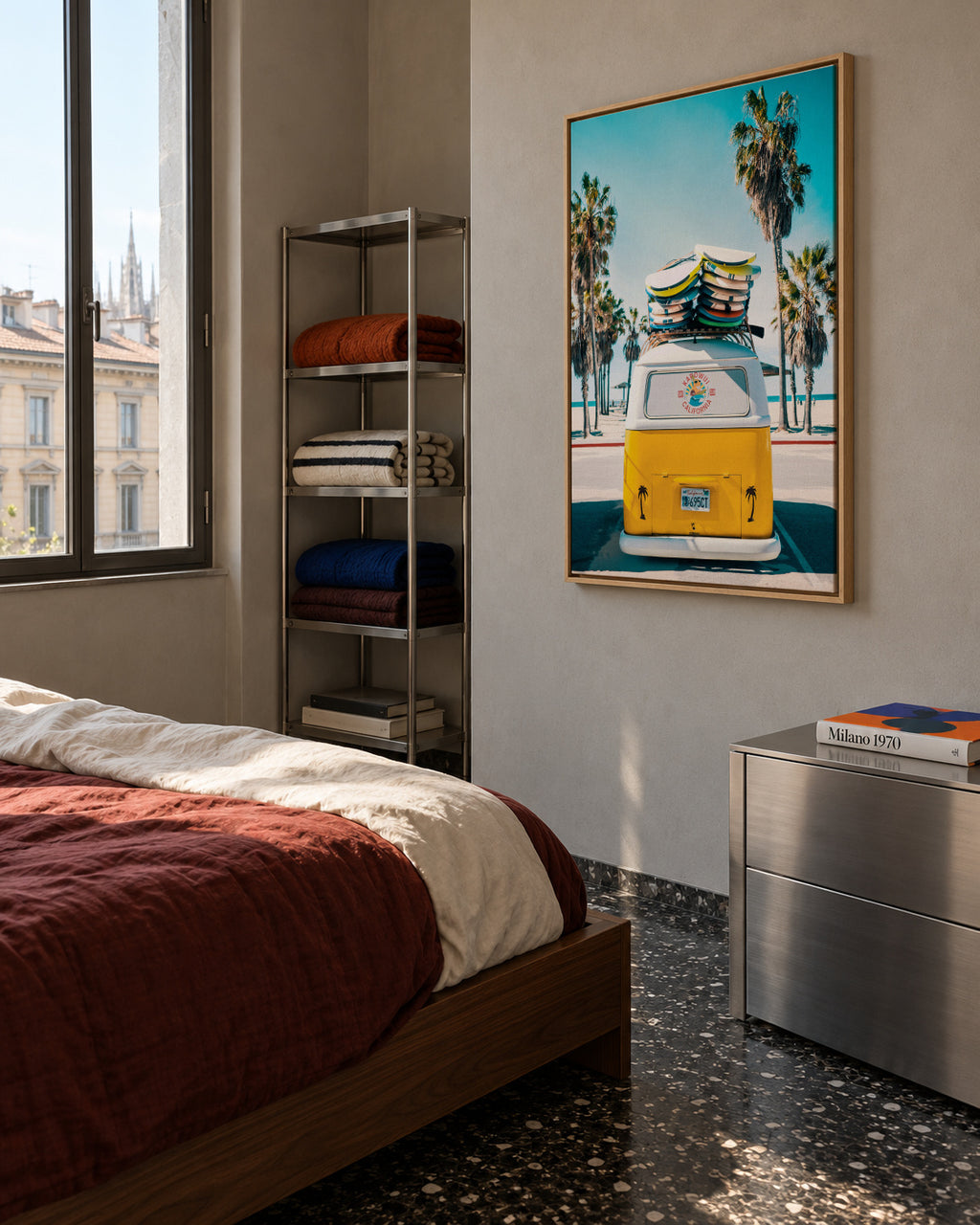 Van Life in Yellow - Framed canvas in an interior