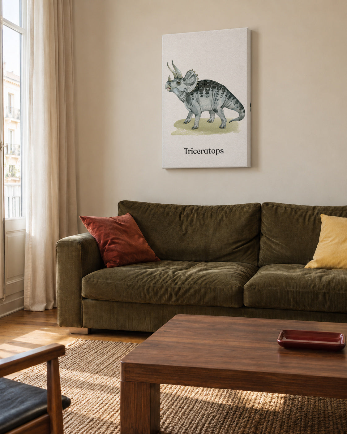 Triceratops - Unframed canvas in an interior