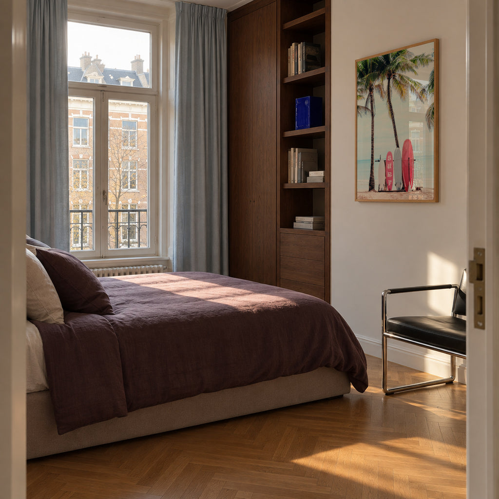 Choose Your Surfboard in pink - Framed poster in an interior