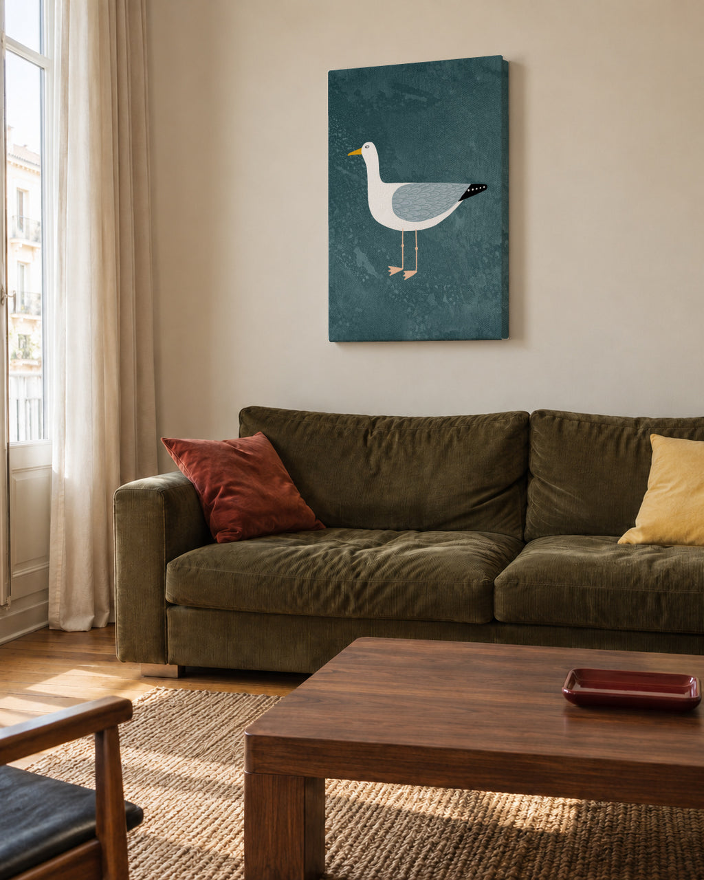 Seagull - Unframed canvas in an interior