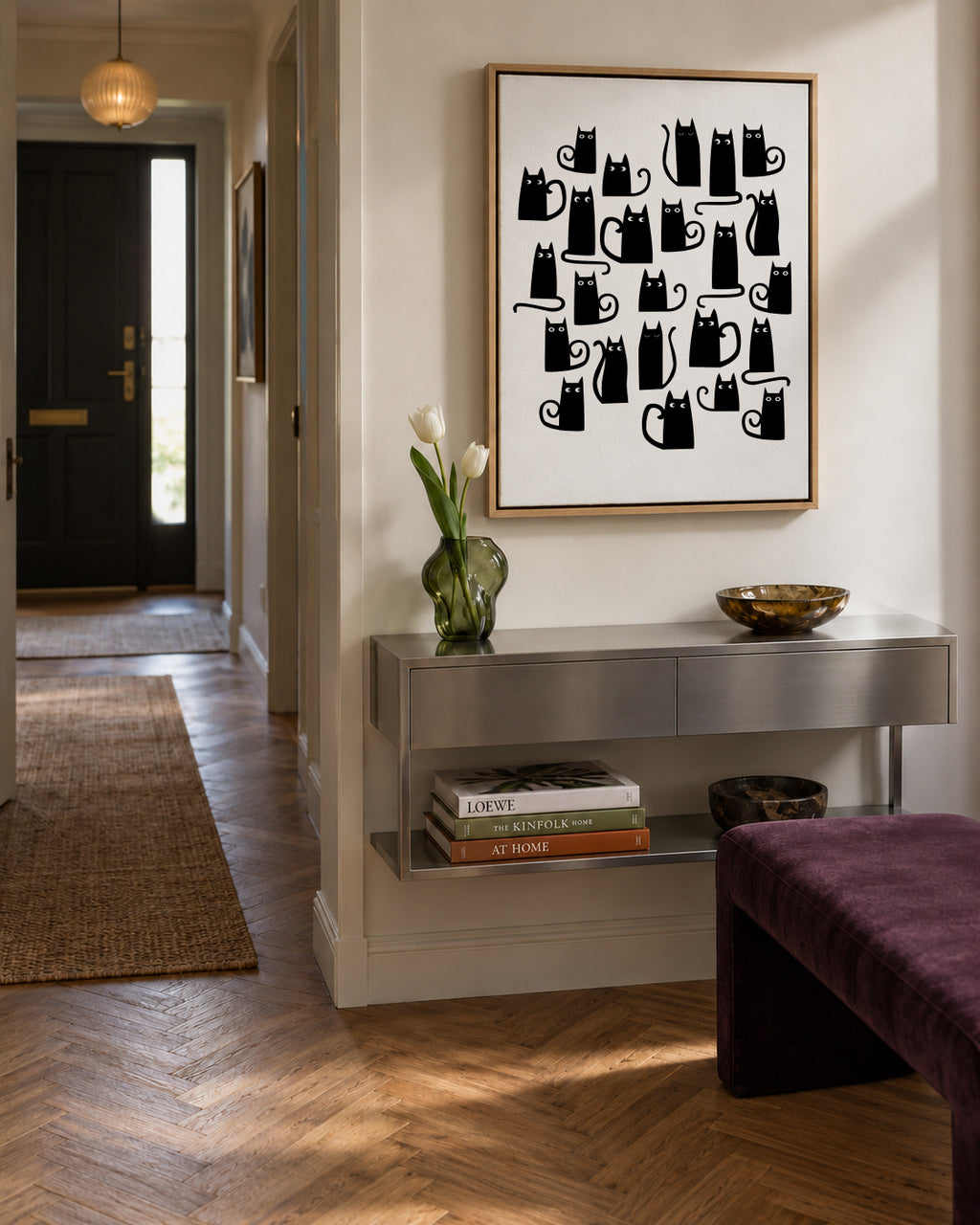 Black Cats - Framed canvas in an interior