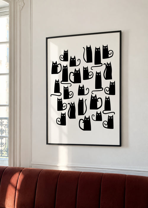 Black Cats - Framed poster in an interior