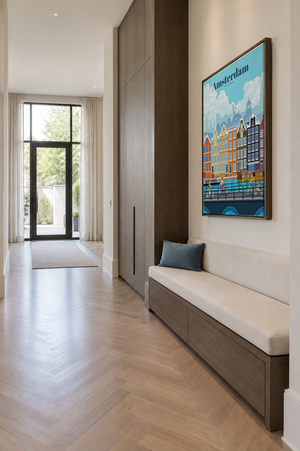 Travel to Amsterdam - Framed canvas in an interior