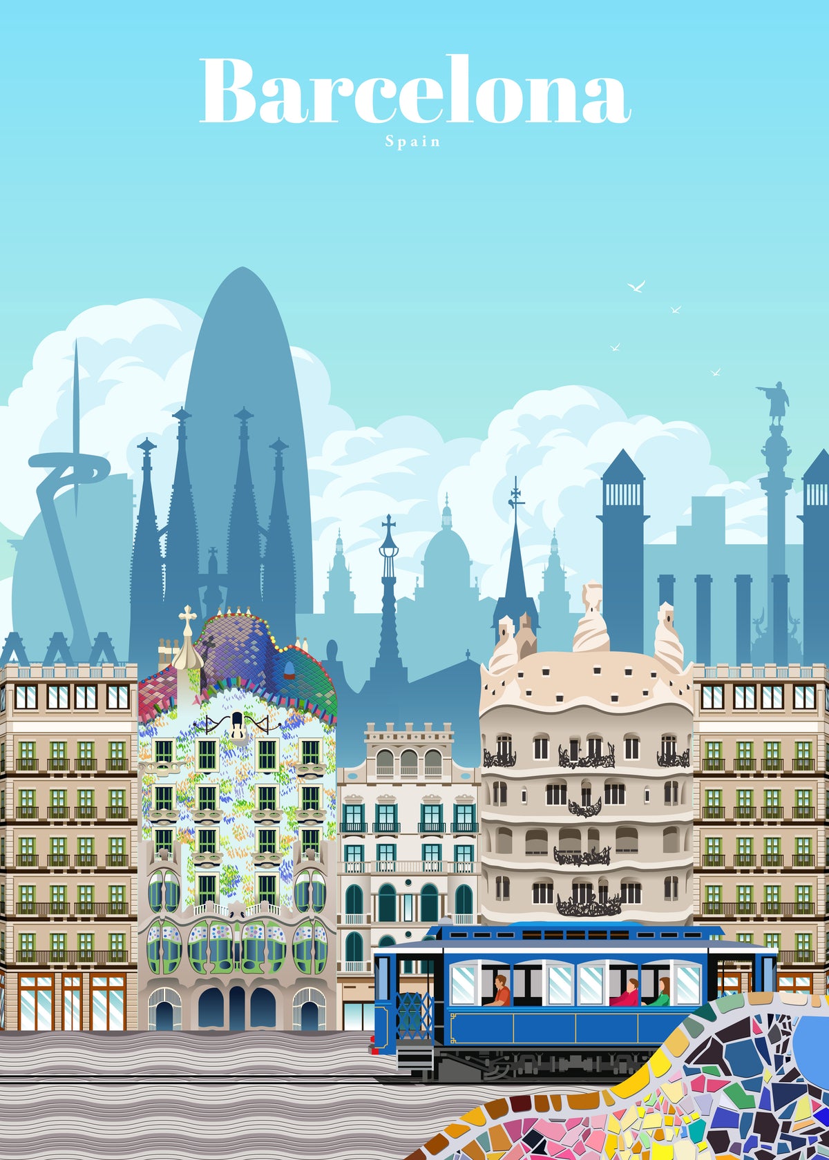 Travel to Barcelona - Unframed art print