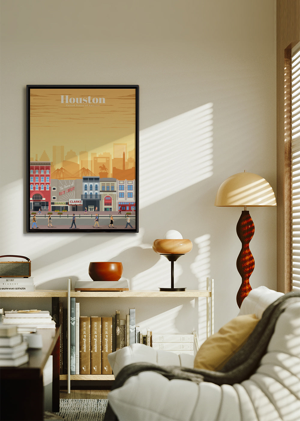 Travel to Houston - Framed canvas in an interior