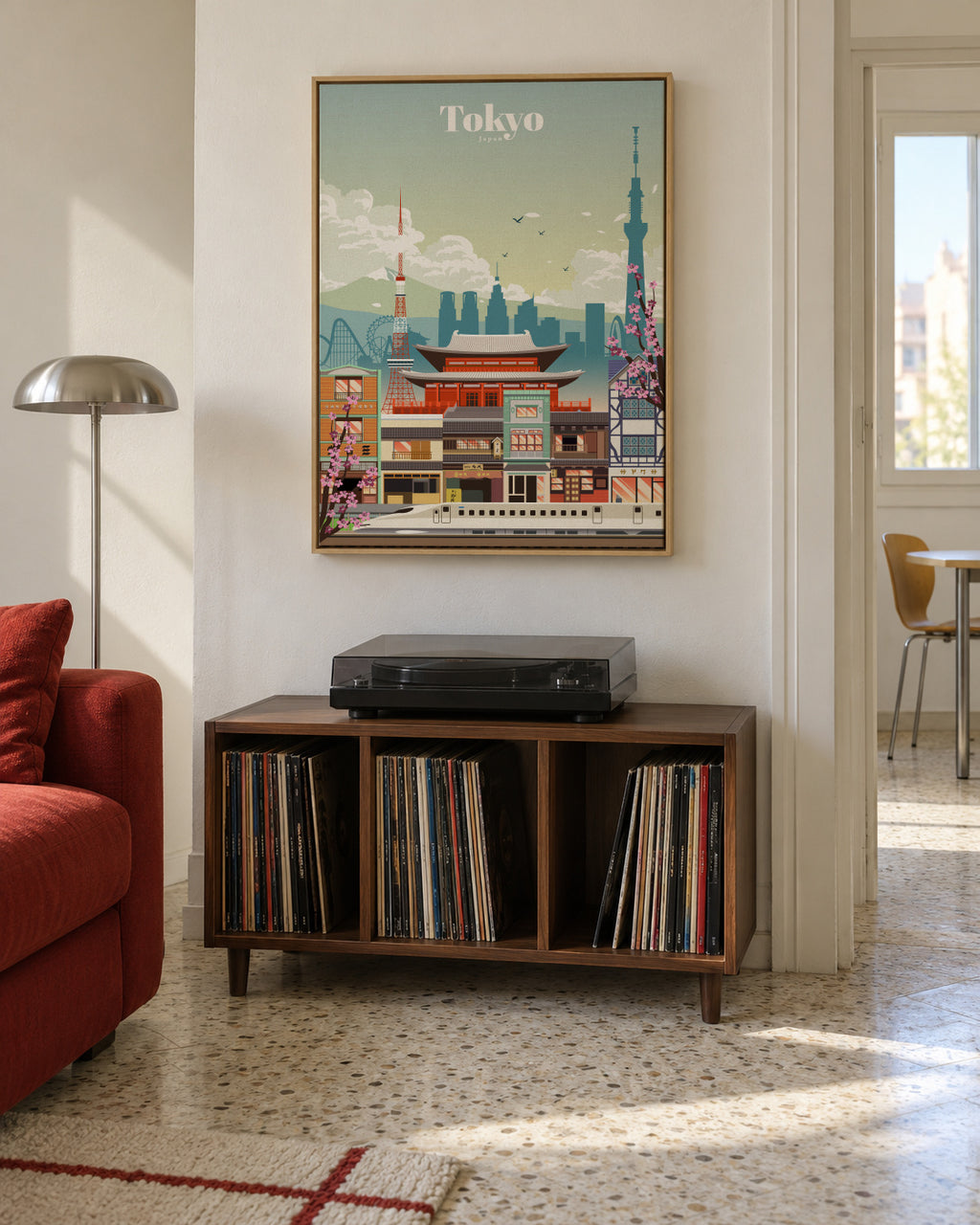 Traveling to Tokyo - Framed canvas in an interior