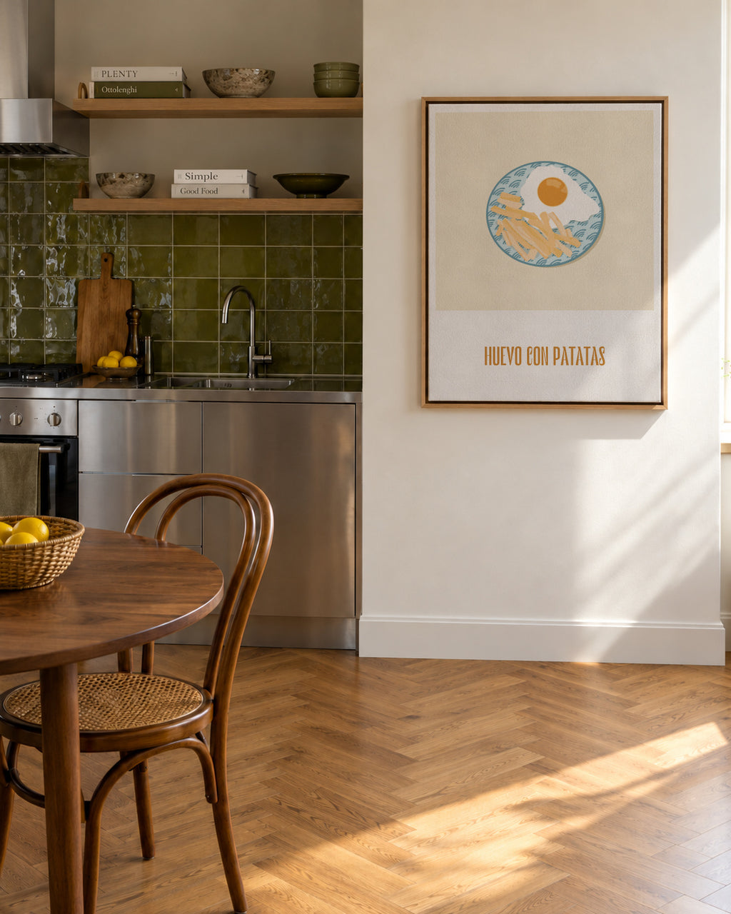 Huevo con patatas - Framed canvas in an interior